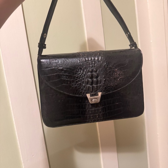 Genuine Crocodile Skin Vintage Bag Black bag - Picture 1 of 14